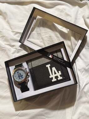 MLB Los Angeles Dodgers Watch & Vegan Leather Wallet Gift Set